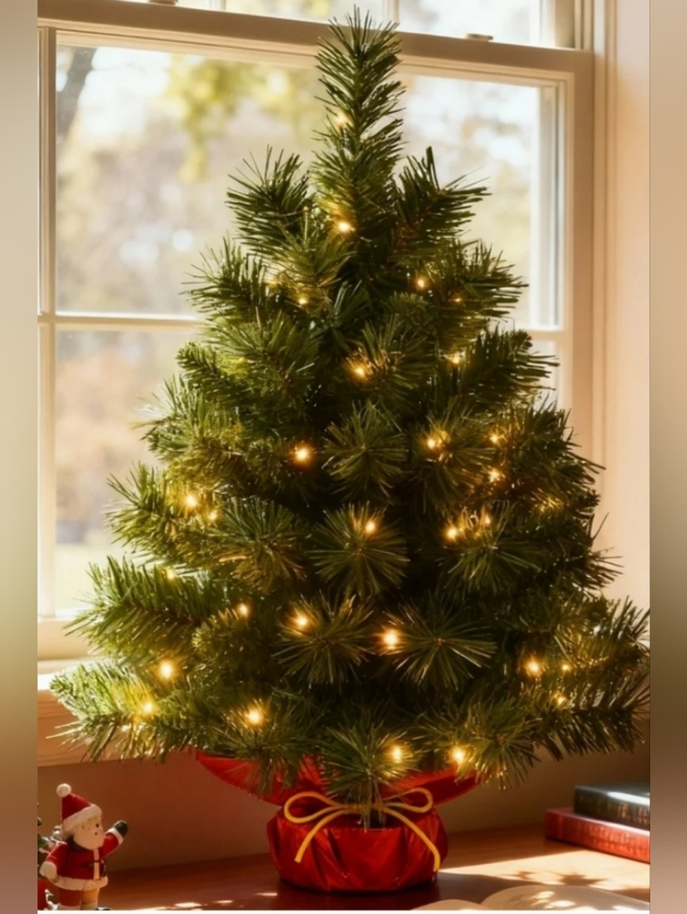Mini 2 Ft. Green LED Tabletop Christmas Tree with Warm White Lights
